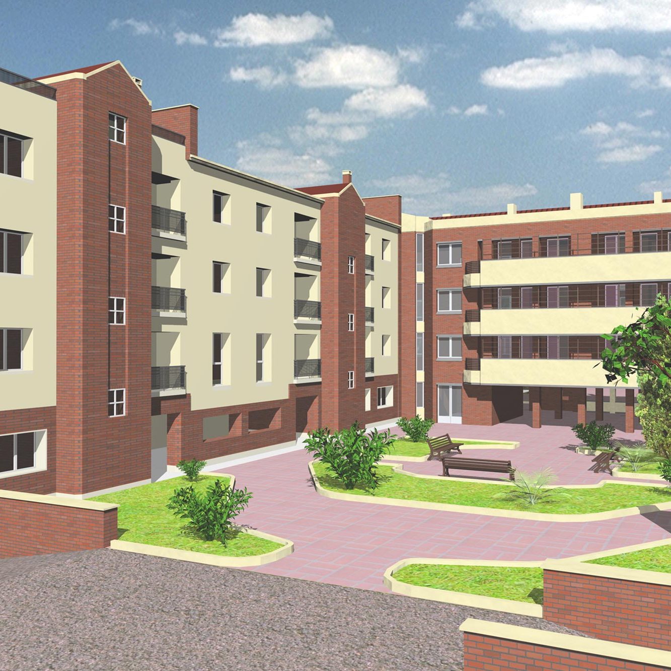 social housing - progetto studio case a basso costo, rendering esterni