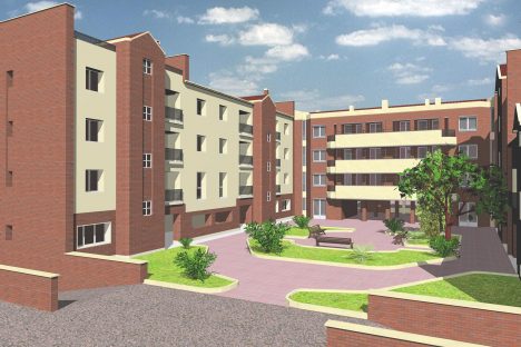social housing - progetto studio case a basso costo, rendering esterni