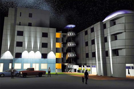 spazi per il turismo - progetto ampliamento hotel a bologna, rendering esterni